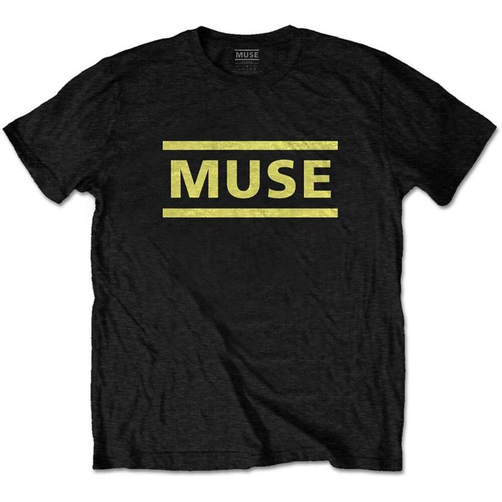 Muse Unisex Adult Logo Cotton T-Shirt / Black/Yellow